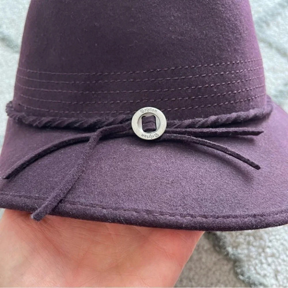 Brixton hat Wool Cloche bucket hat purple button front small / 7 - Picture 2 of 10
